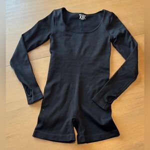 Black Long Sleeve Ribbed One piece bodysuit